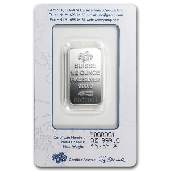 1/2 oz Silver Bar - PAMP Suisse