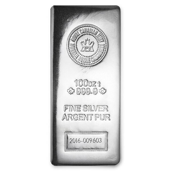 100 oz Silver Bar - Royal Canadian Mint