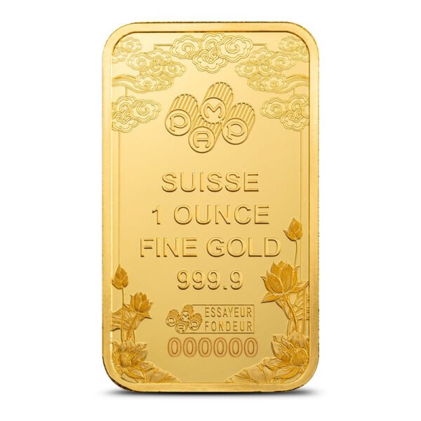 1 oz PAMP Suisse Gold Good Luck Yellow Dragon Bar