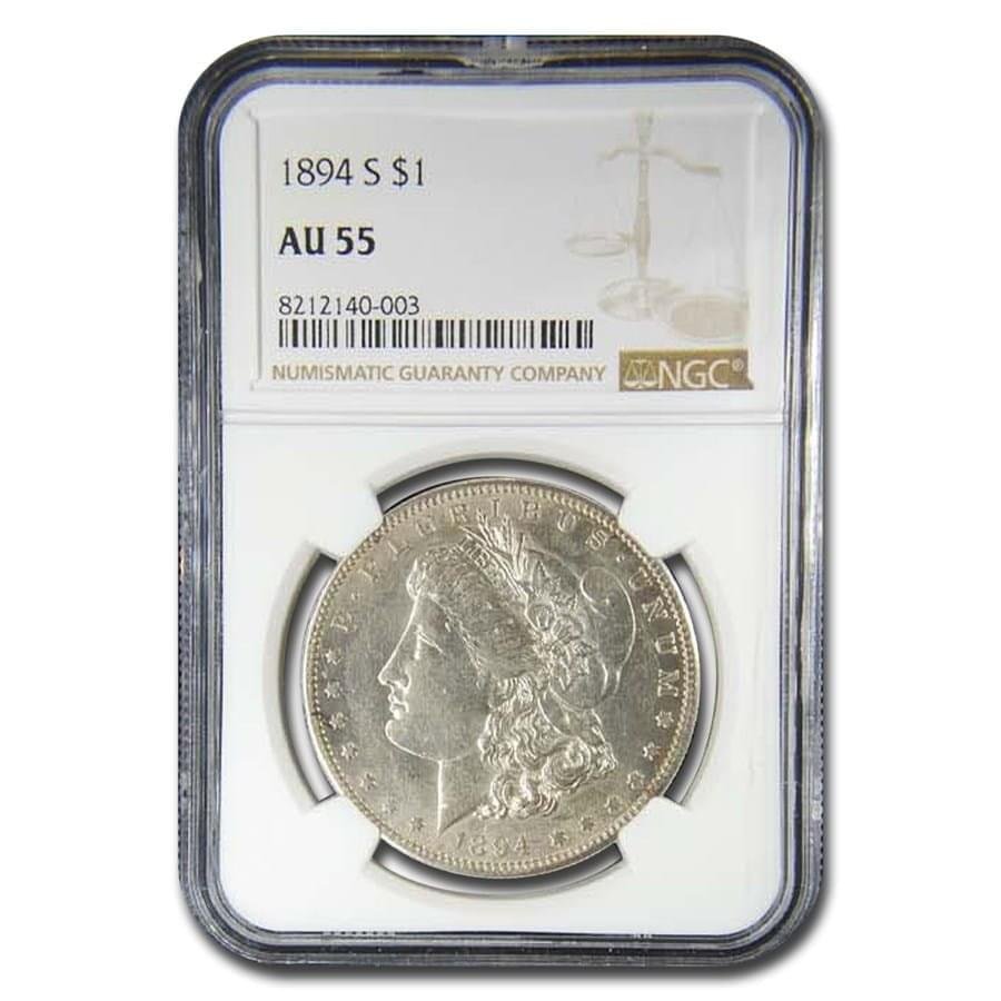 1894-S Morgan Dollar AU-55 NGC BEST 3 1894-S Morgan Dollar AU-55 NGC