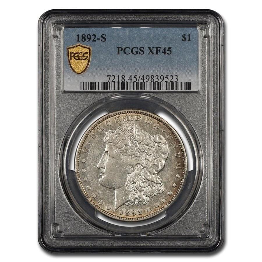 1892-S Morgan Dollar XF-45 PCGS BEST 2 1892-S Morgan Dollar XF-45 PCGS