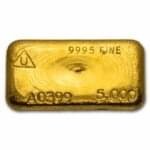 5 oz Gold Bar - Delta Smelting & Refining (A0399, .9995 Fine)